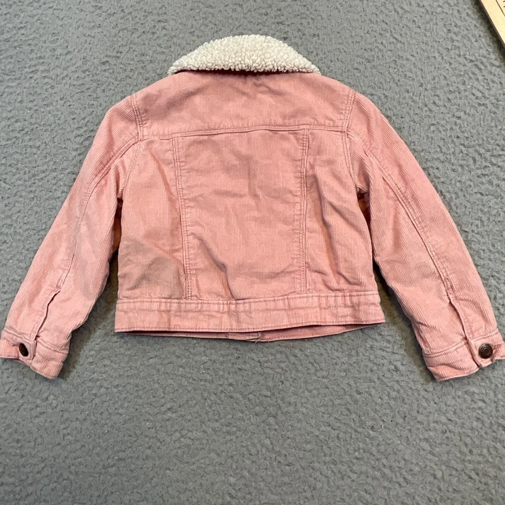 OshKosh Corduroy‎ Jacket Kids 2T Pink Good Sherpa Collar Trucker Coat Western